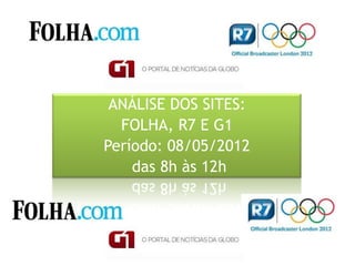 ANÁLISE DOS SITES:
  FOLHA, R7 E G1
Período: 08/05/2012
    das 8h às 12h
 
