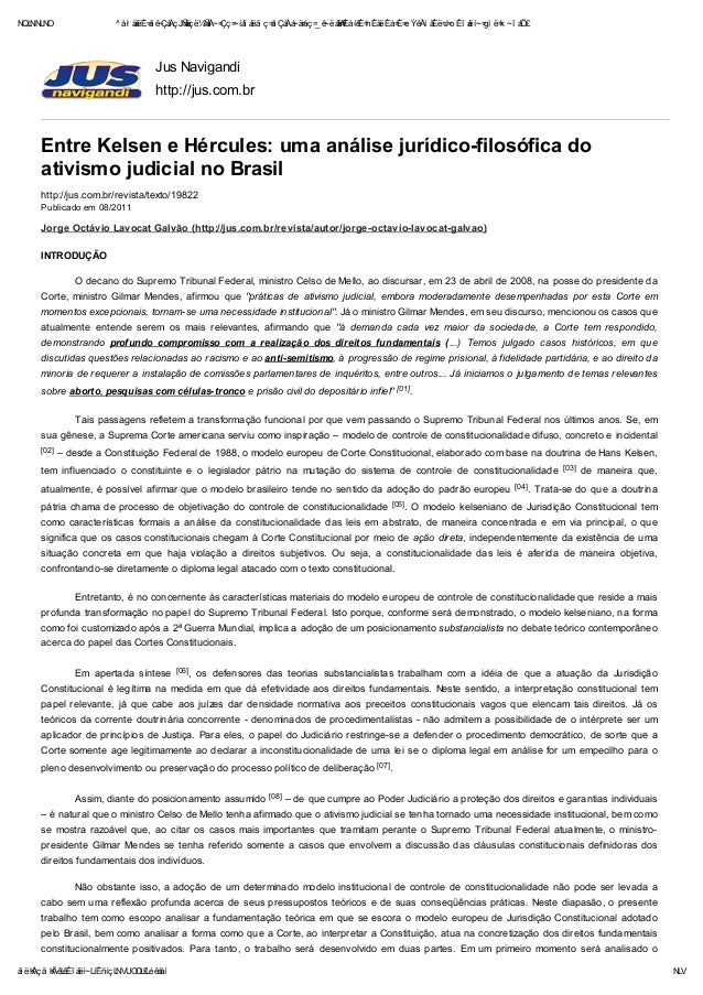 Analise Juridico Filosofica Do Ativismo Judicial No Brasil Entre Kel