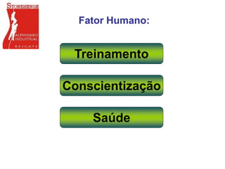 Treinamento
Conscientização
Saúde
Fator Humano:
 