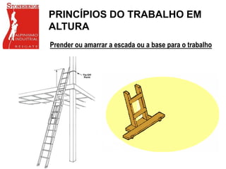 Prender ou amarrar a escada ou a base para o trabalho
PRINCÍPIOS DO TRABALHO EM
ALTURA
 