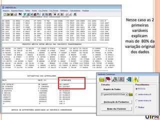 Nesse caso as 2
    primeiras
    variáveis
    explicam
mais de 80% da
variação original
   dos dados
 