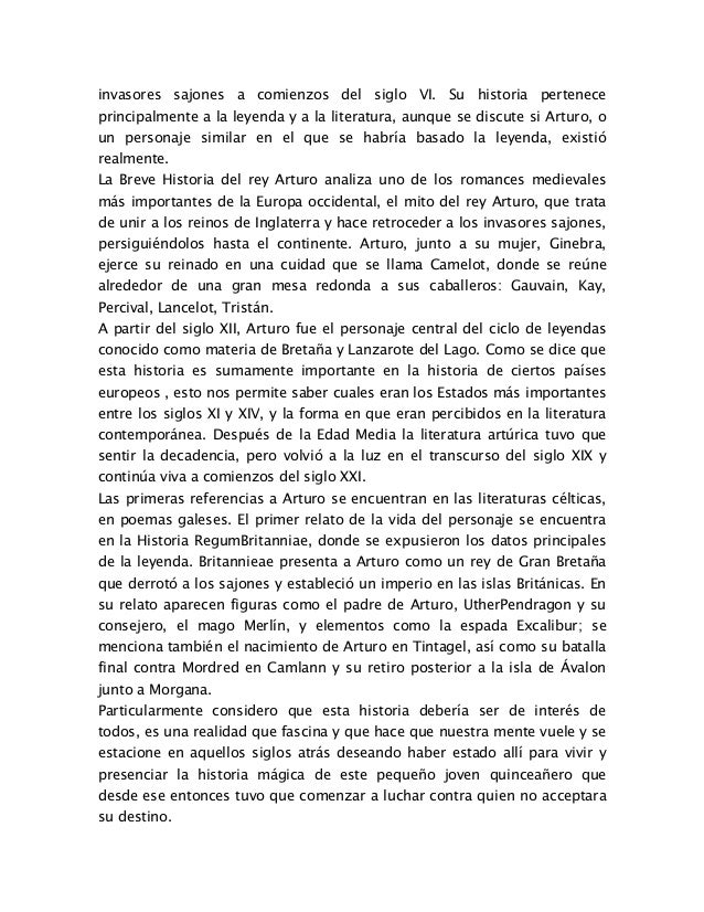 Análisis del libro Rey Arturo