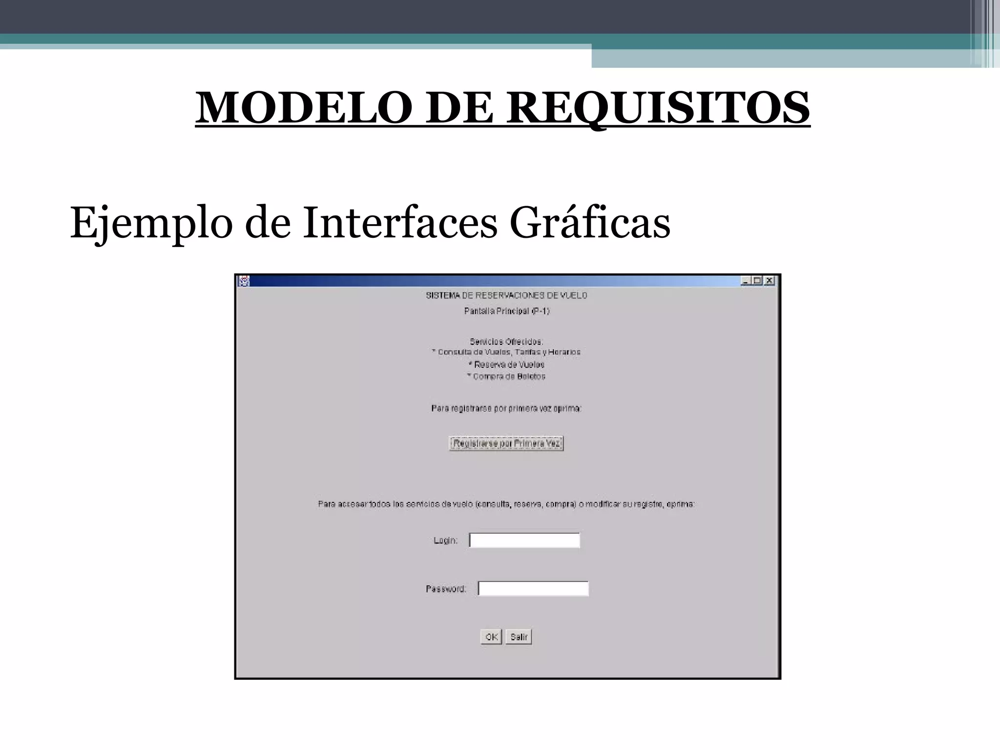 MODELO DE REQUISITOS Ejemplo de Interfaces Gráficas 