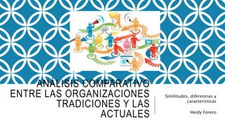 ANÁLISIS COMPARATIVO
ENTRE LAS ORGANIZACIONES
TRADICIONES Y LAS
ACTUALES
Similitudes, diferencias y
características
Heidy Forero
 