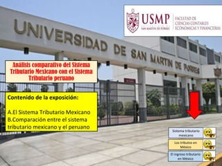 Análisis comparativo del Sistema
Tributario Mexicano con el Sistema
Tributario peruano
Contenido de la exposición:
A.El Si...