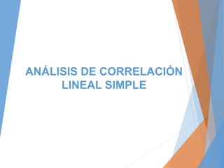 ANÁLISIS DE CORRELACIÓN
LINEAL SIMPLE
 