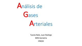 Análisis de
Gases
Arteriales
Tuesta Nole, Juan Rodrigo
MR3 Geriatría
HNGAI
 
