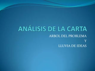 ARBOL DEL PROBLEMA
Y
LLUVIA DE IDEAS
 