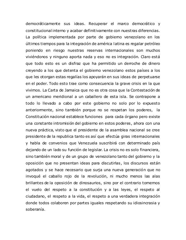 Análisis de la carta de jamaica
