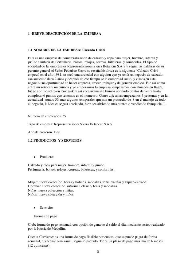 Análisis de la empresa calzado cristi1