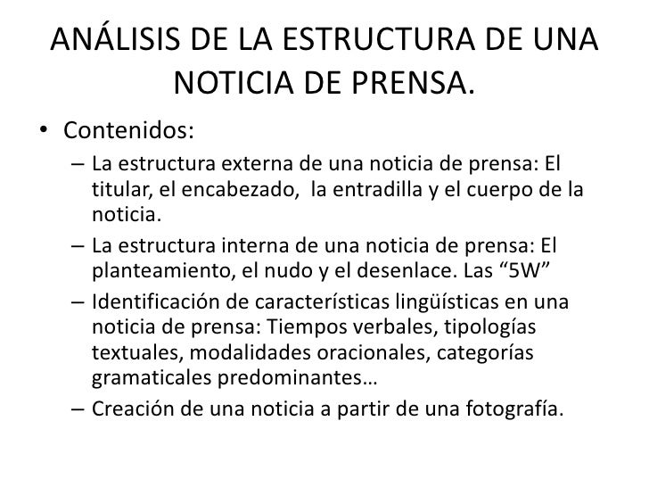 AnáLisis De La Estructura De Una Noticia De
