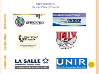 Universidadeseducación a distanciaMEXICANASamericanaseuropeas