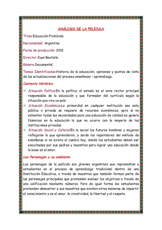 Análisis de la película Educación Prohibida