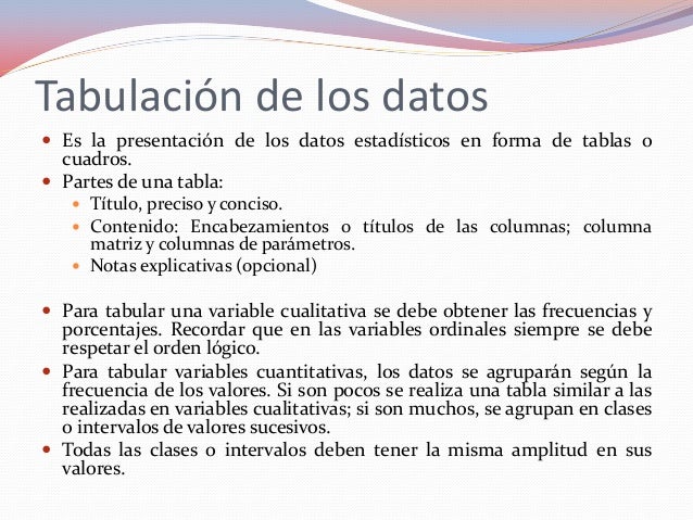 Análisis de los datos y tabulación