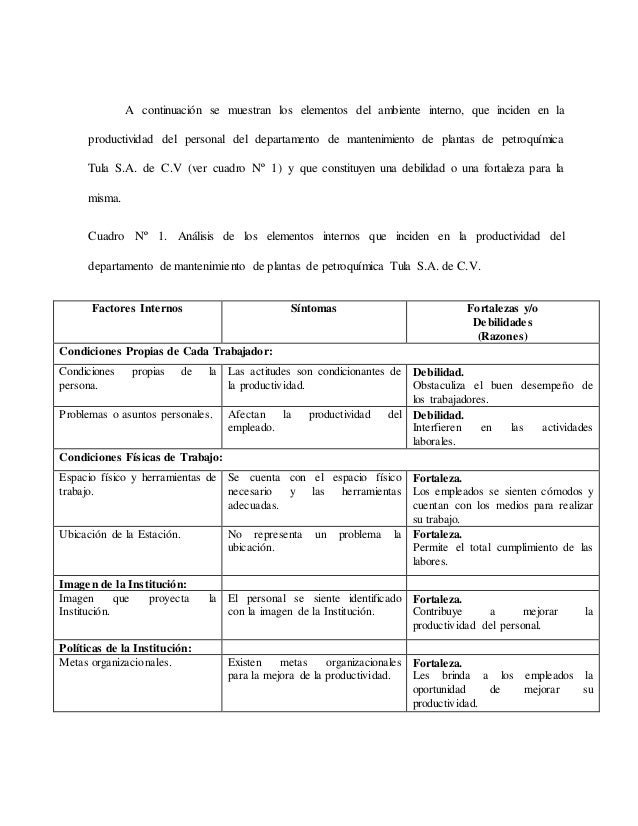 Análisis de los factores internos blandos de la