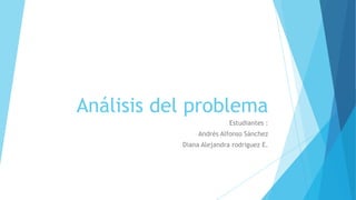 Análisis del problema
Estudiantes :
Andrés Alfonso Sánchez
Diana Alejandra rodriguez E.
 