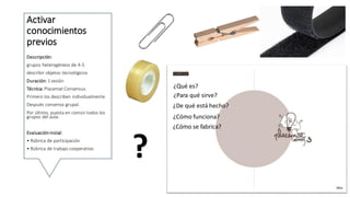 Concensus Place Mat Análisis de objetos tecnológicos secuencia de actividades 1º eso | PDF