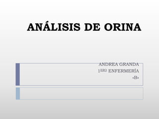 ANÁLISIS DE ORINA

ANDREA GRANDA
1ERO ENFERMERÍA
«B»

 