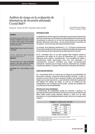 Análisis de riesgo con crystall_ball