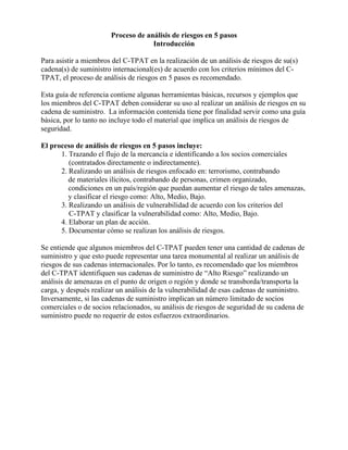 Guía Completa para el Análisis de Riesgos en C-TPAT en 5 Pasos | PDF