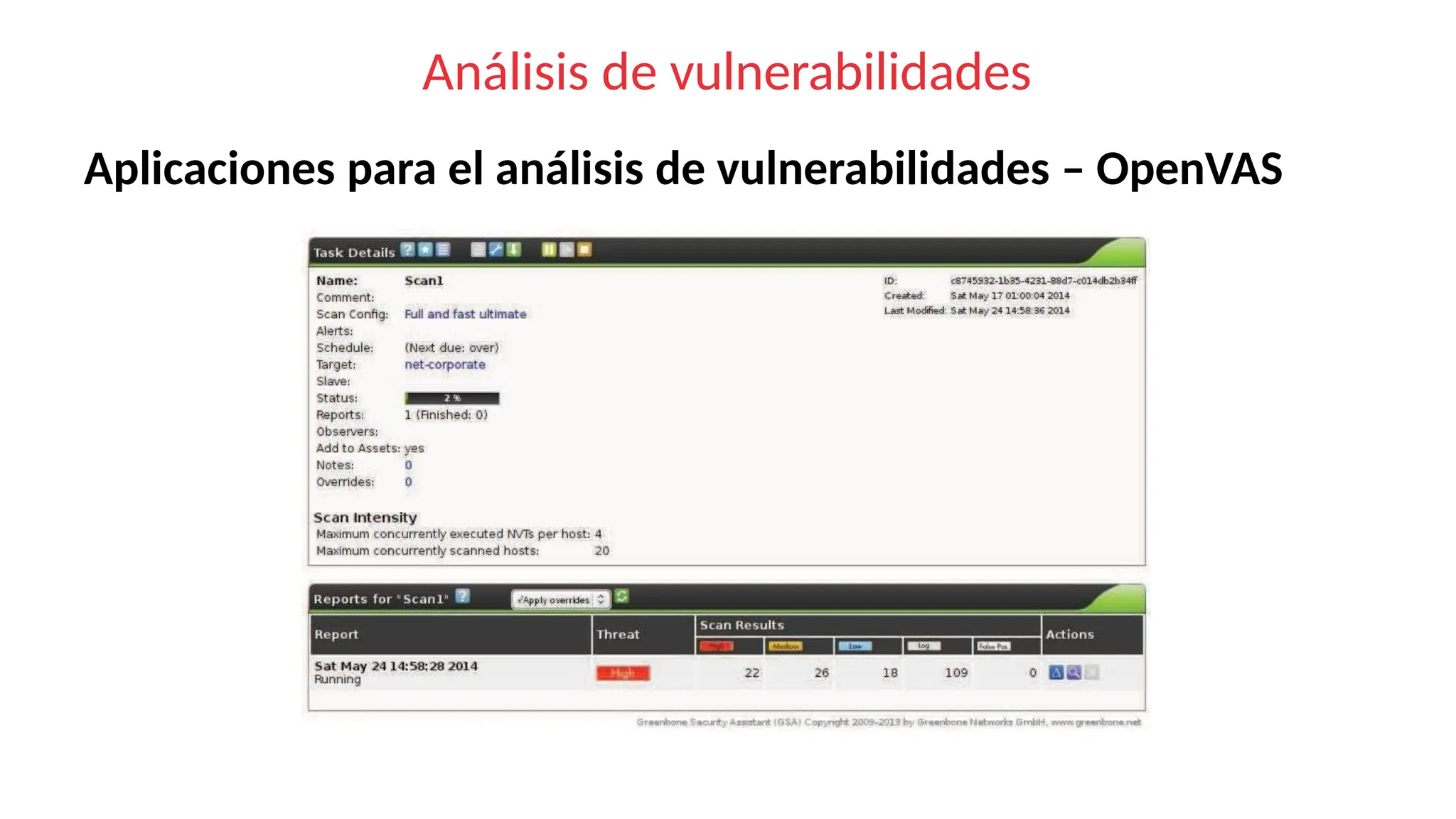 Análisis de vulnerabilidades
Aplicaciones para el análisis de vulnerabilidades – OpenVAS
 