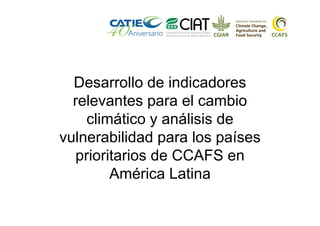 Desarrollo de indicadores
relevantes para el cambio
climático y análisis de
vulnerabilidad para los países
prioritarios de CCAFS en
América Latina

 