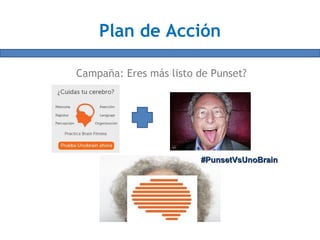 Plan de Acción
Campaña: Eres más listo de Punset?
#PunsetVsUnoBrain#PunsetVsUnoBrain
 