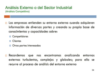 34
Análisis Externo o del Sector Industrial
(Análisis Competitivo)
 