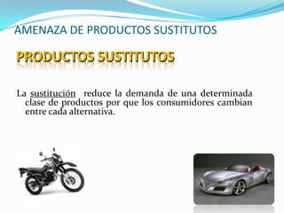 PERO…Pocos competidoresSus niveles de ventas son bajosSon indiferentes a la publicidad y promociónNo agregan valor a sus productosNo desarrollan estrategias de diferenciaciónLa rivalidad de los competidores es BAJA