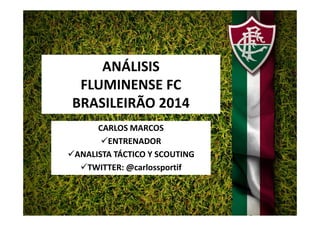 ANÁLISIS
FLUMINENSE FC
BRASILEIRÃO 2014
CARLOS MARCOS
ENTRENADOR
ANALISTA TÁCTICO Y SCOUTING
TWITTER: @carlossportif
 