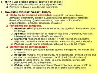 1. TEMA : una oración simple (asunto + intención)
 Causas de la despoblación de los siglos XVI –XVII
 Polémica en torno ...