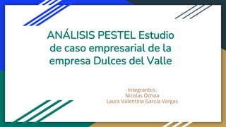 ANÁLISIS PESTEL Estudio
de caso empresarial de la
empresa Dulces del Valle
Integrantes:
Nicolas Ochoa
Laura Valentina Garcia Vargas
 