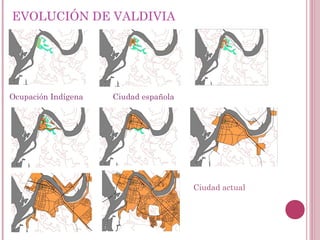 EVOLUCIÓN DE VALDIVIA
Ocupación Indígena Ciudad española
Ciudad actual
 