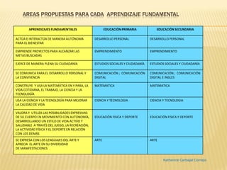 AREAS PROPUESTAS PARA CADA APRENDIZAJE FUNDAMENTAL
Katherine Carbajal Cornejo
APRENDIZAJES FUNDAMENTALES EDUCACIÓN PRIMARI...