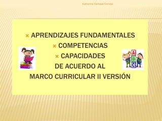  APRENDIZAJES FUNDAMENTALES
 COMPETENCIAS
 CAPACIDADES
DE ACUERDO AL
MARCO CURRICULAR II VERSIÓN
Katherine Carbajal Cor...