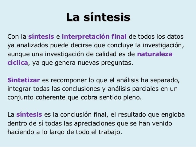 Análisis Y Síntesis De Los Resultados
