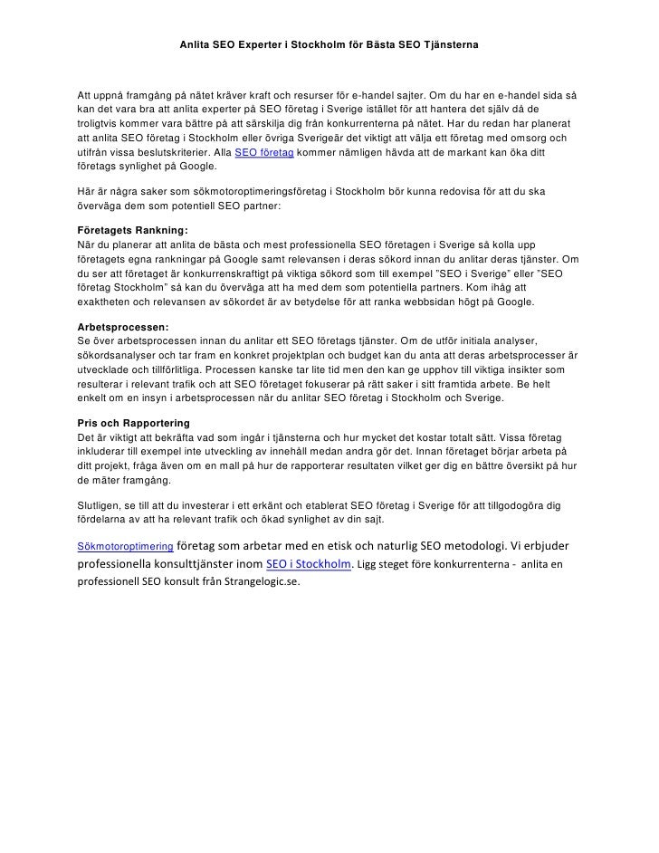 Anlita Seo Experter I Stockholm For Basta Seo Tjansterna