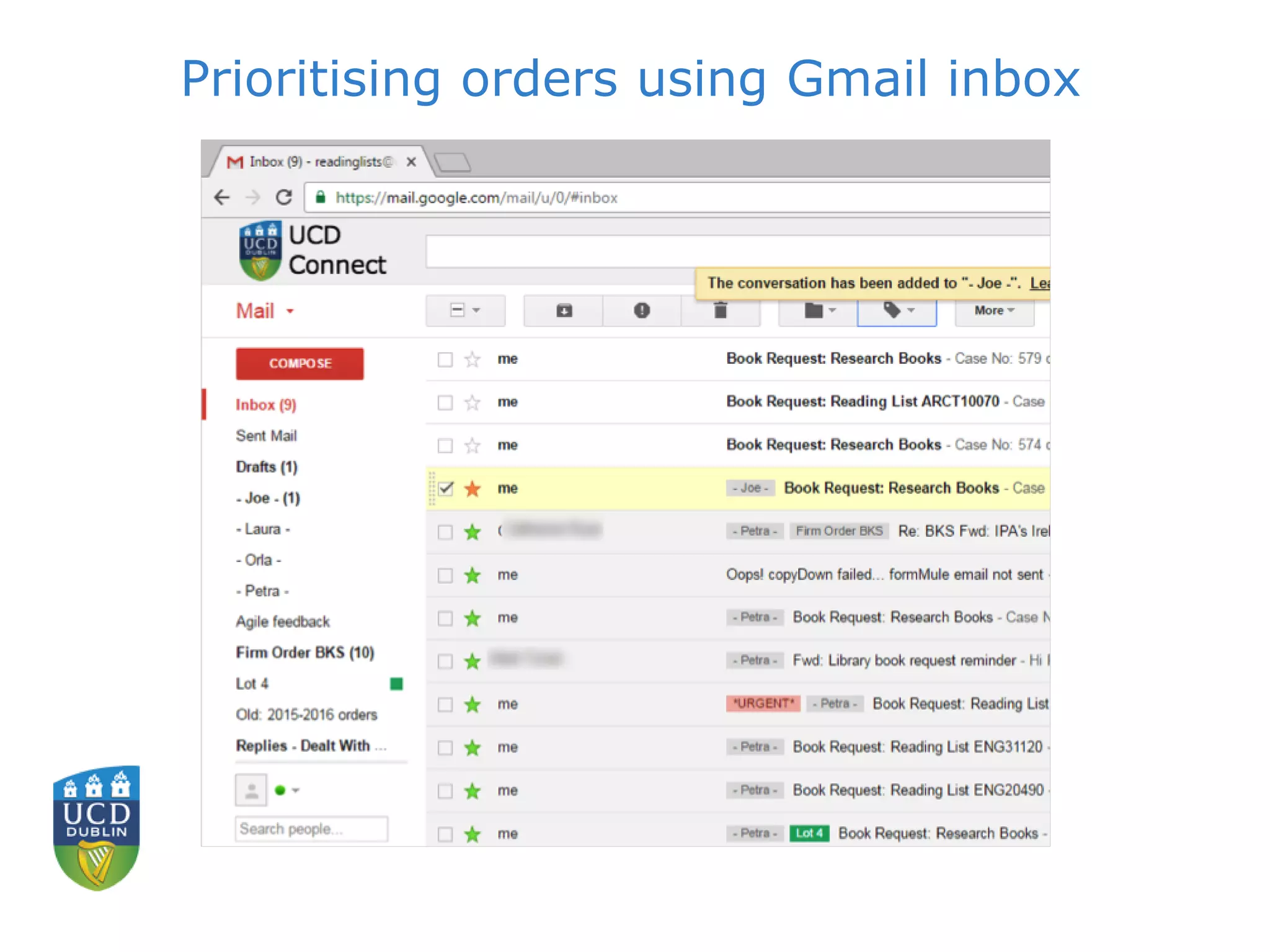 Prioritising orders using Gmail inbox
 