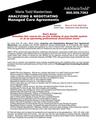 ANALYZING & NEGOTIATING MANAGED CARE CONTRACTS