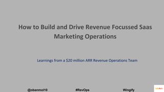 @obanmol10 #RevOps Wingify
How to Build and Drive Revenue Focussed Saas
Marketing Operations
Learnings from a $20 million ARR Revenue Operations Team
 