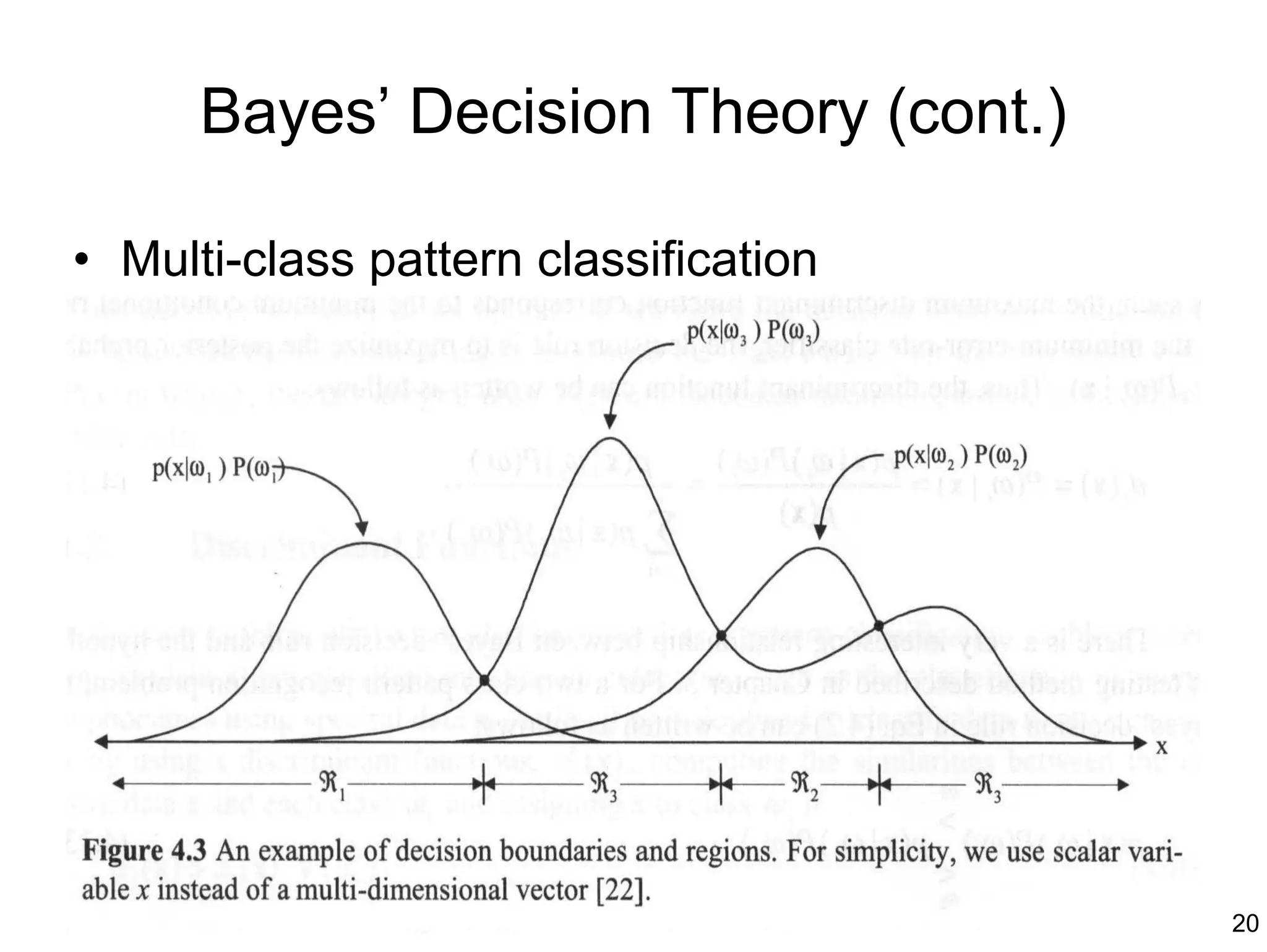 Bayes’ Decision Theory (cont.)

• Multi-class pattern classification




                                       20
 