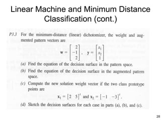 Linear Machine and Minimum Distance
        Classification (cont.)




                                      28
 
