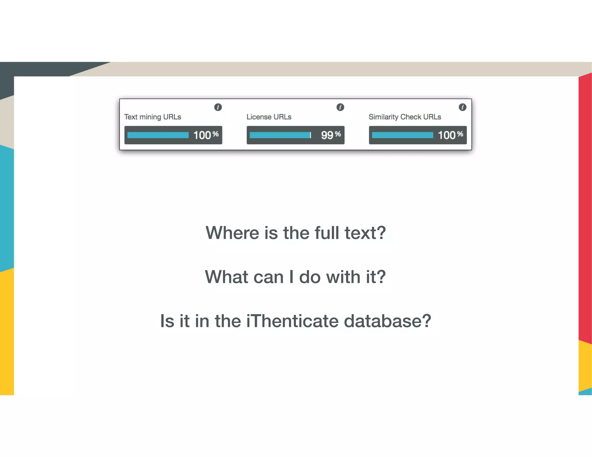 Where is the full text?
What can I do with it?
Is it in the iThenticate database?