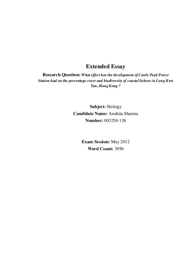 Effect Of Air Pollution On Biodiversity Of Coastal Lichens Extended Essay Research Question What Effect Has The Development Of Castle Peak Power Station Had