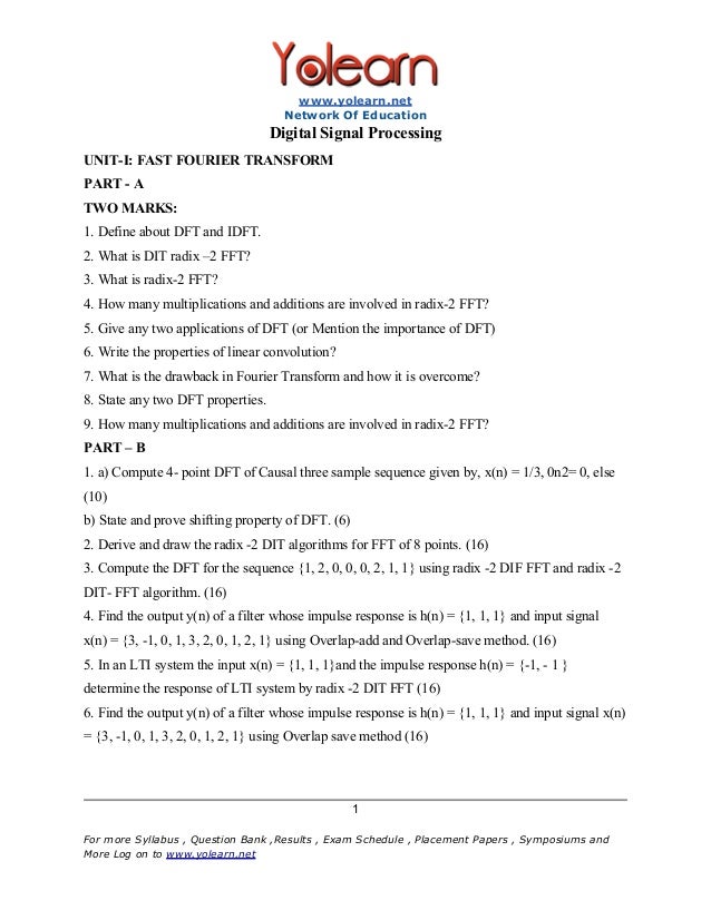 Anna universitydigitalsignalprocessingquestionbank