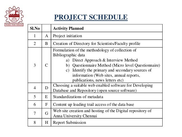 format of presentation of project