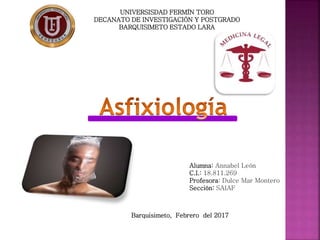 UNIVERSISDAD FERMÍN TORO
DECANATO DE INVESTIGACIÓN Y POSTGRADO
BARQUISIMETO ESTADO LARA
Barquisimeto, Febrero del 2017
Alumna: Annabel León
C.I.: 18.811.269
Profesora: Dulce Mar Montero
Sección: SAIAF
 