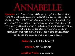 Synopsis: John Form has found the perfect gift for his expectant
wife, Mia - a beautiful, rare vintage doll in a pure whit...