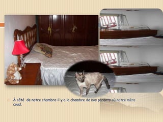    À côté de notre chambre il y a la chambre de nos parents où notre mère
    coud.
 