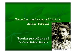 Teoría psicoanalítica
Anna Freud
Teorías psicológicas I
Ps. Carlos Rubilar Romero
 